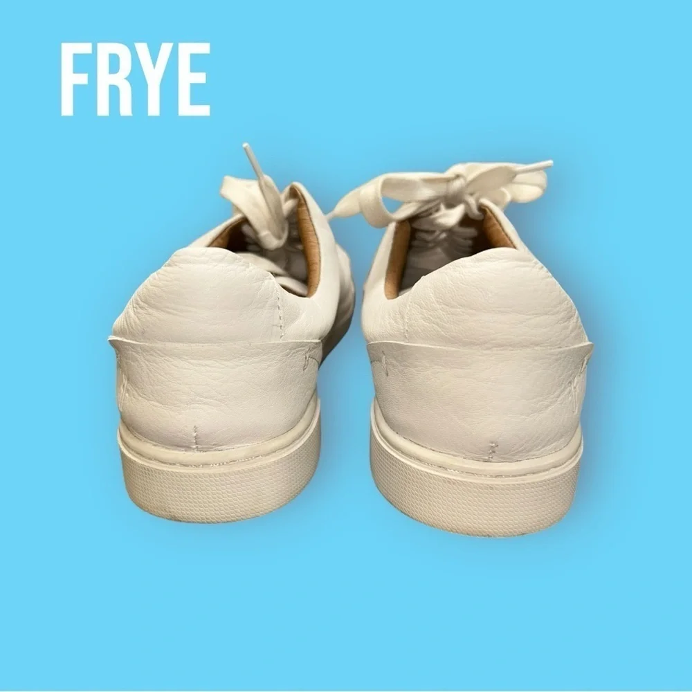 Frye Women's Tumbled Leather Ivy Low Lace Sneakers White Size 9 M